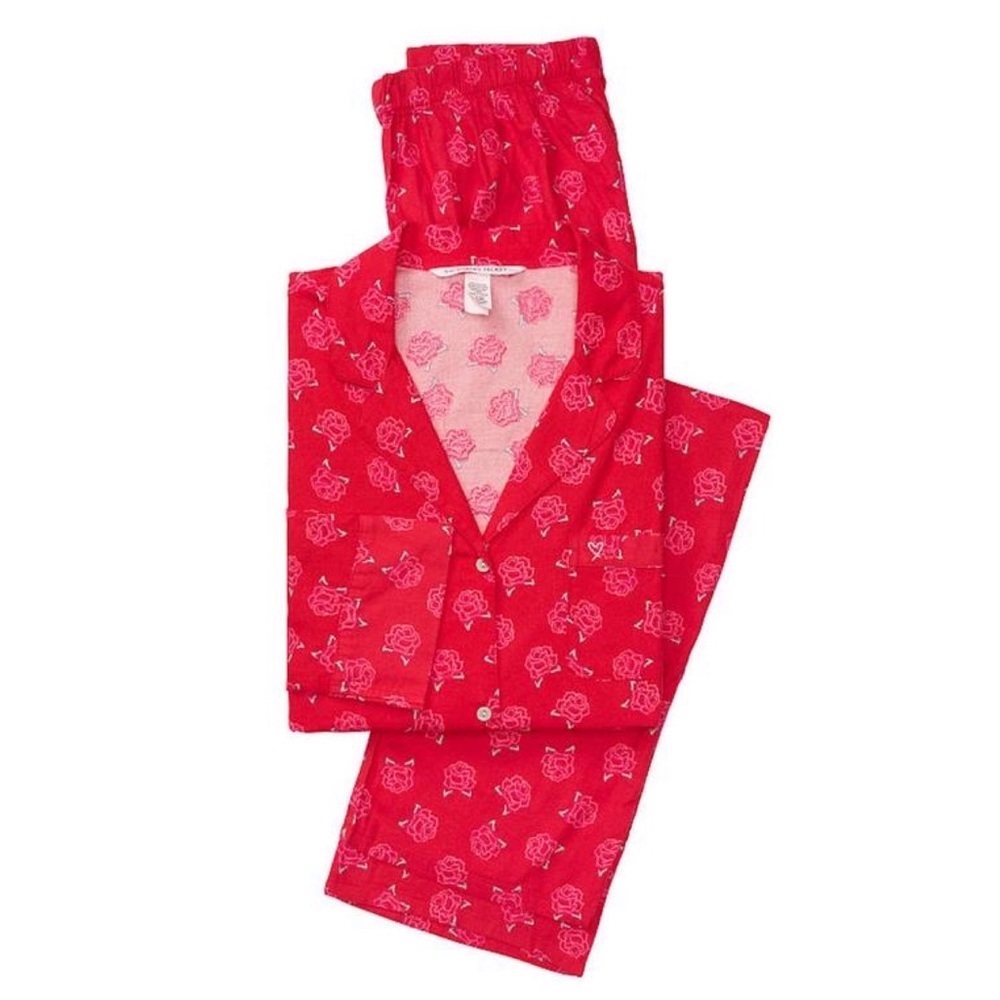 Victoria’s Secret Neon Rose Flannel PJ Set • XL